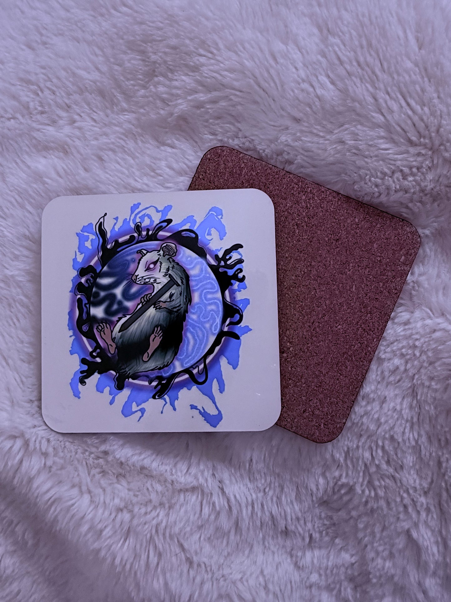 DESSOUS DE VERRE EN LIEGE : RAT - LAXIE