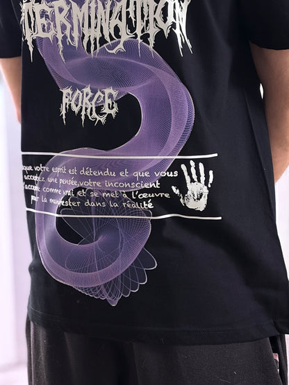 T-SHIRT NOIR : PROGRES, DETERMINATION, FORCE
