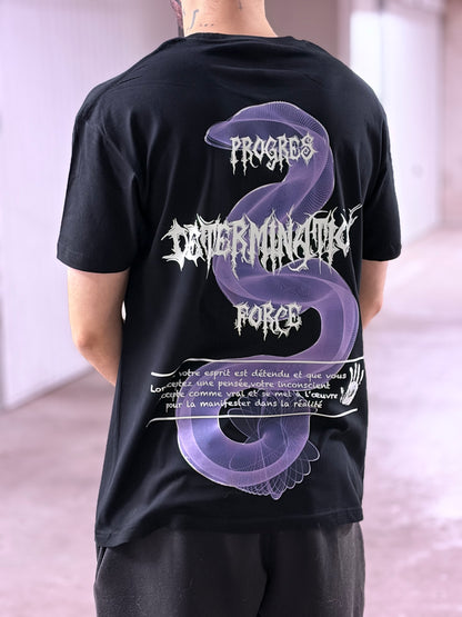 T-SHIRT NOIR : PROGRES, DETERMINATION, FORCE