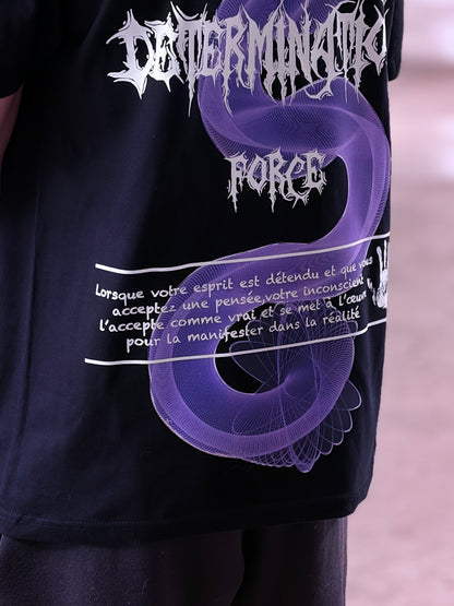 T-SHIRT NOIR : PROGRES, DETERMINATION, FORCE